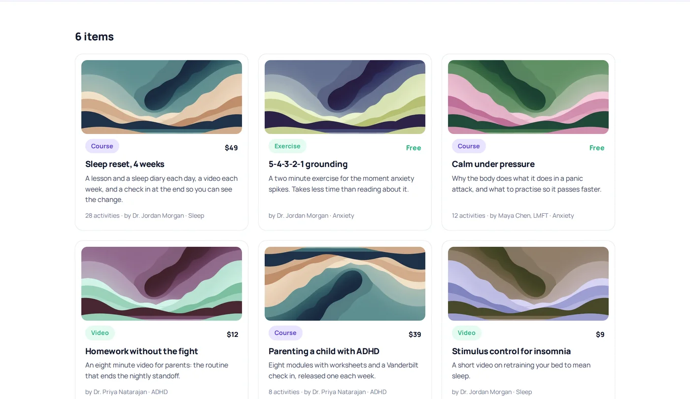 The public courses and activities catalog on vantagehealth.co