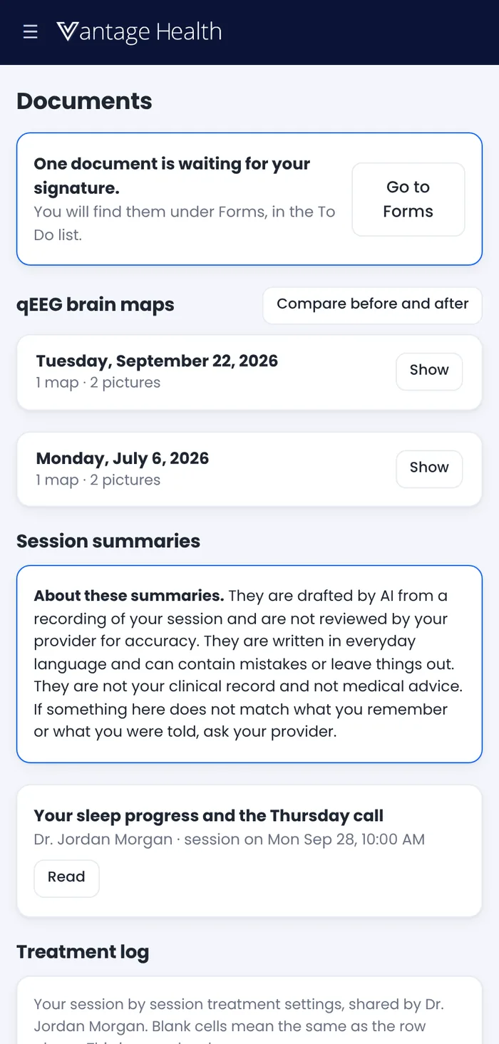 The patient portal on a phone
