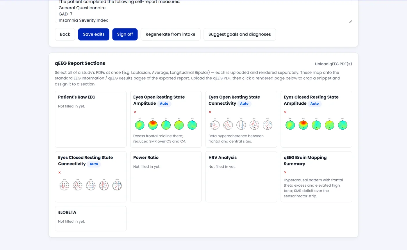 The report builder with qEEG sections